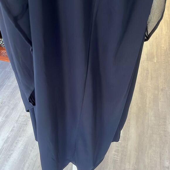 Joanna Hope Navy with White Hand Beading Sheer with lining Gown SZ 18 - Picture 9 of 13